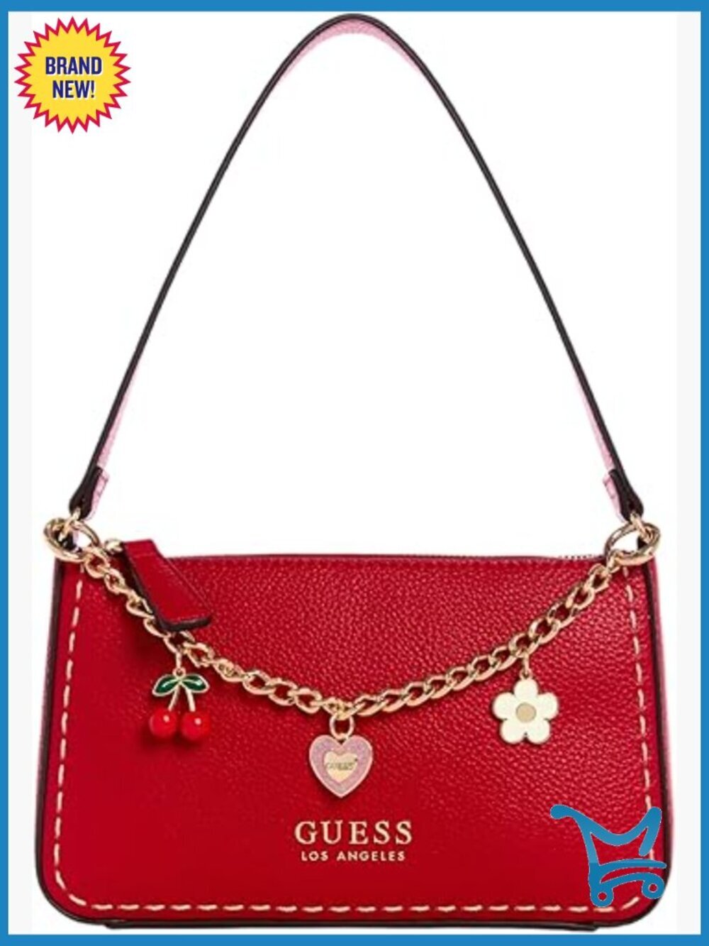 Red Plaid Faux Leather Shoulder Bag with Gold Hardware, Satchel Style